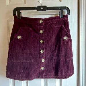 F21 - Maroon Corduroy Skirt